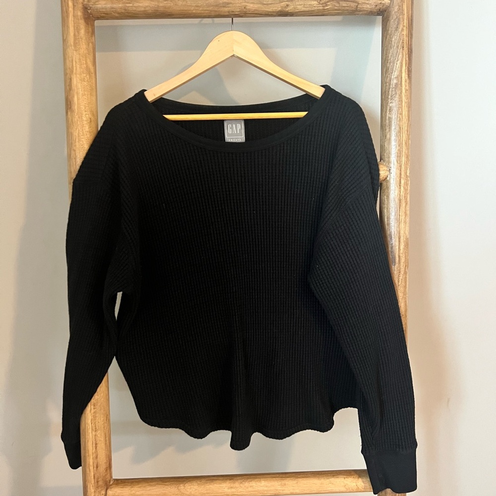 GAP Black Ribbed Scoop-Neck Sweater
